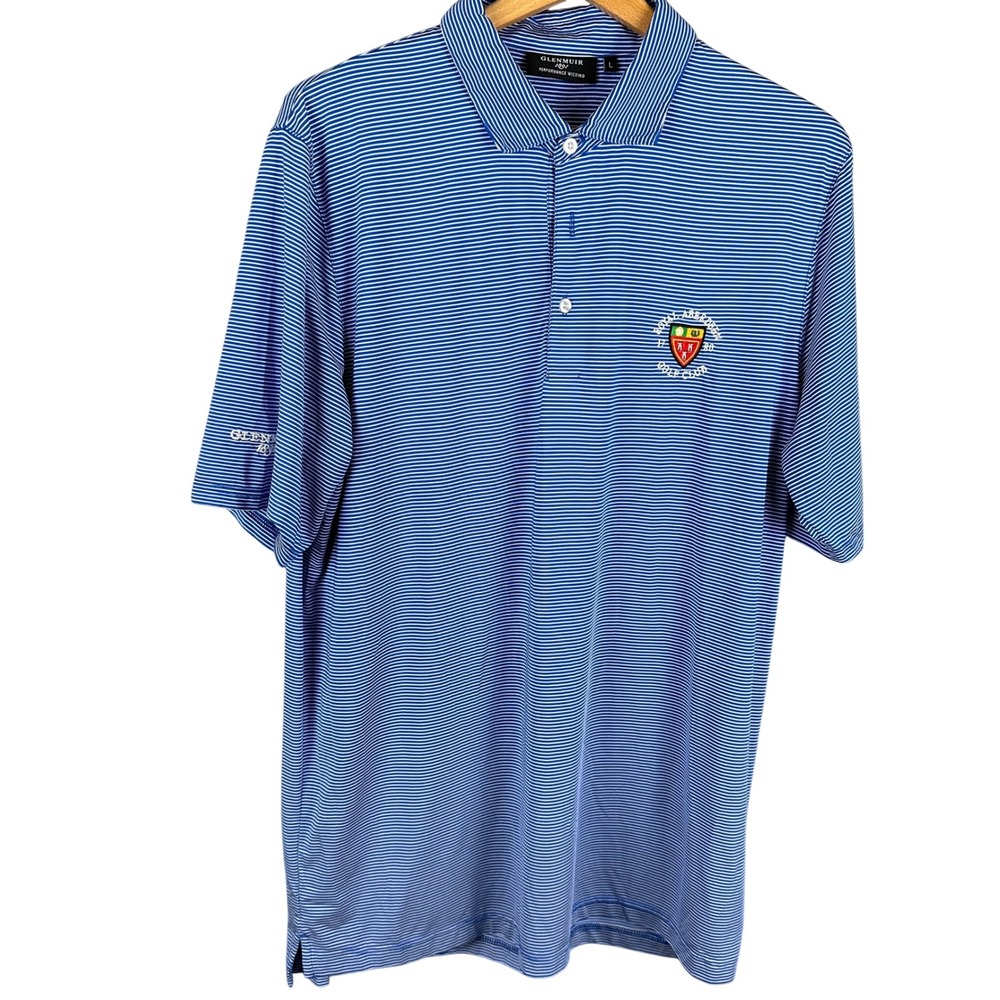 Glenmuir 1891 Mens Royal Aberdeen Golf Club Polo Shirt Blue Stripe Large